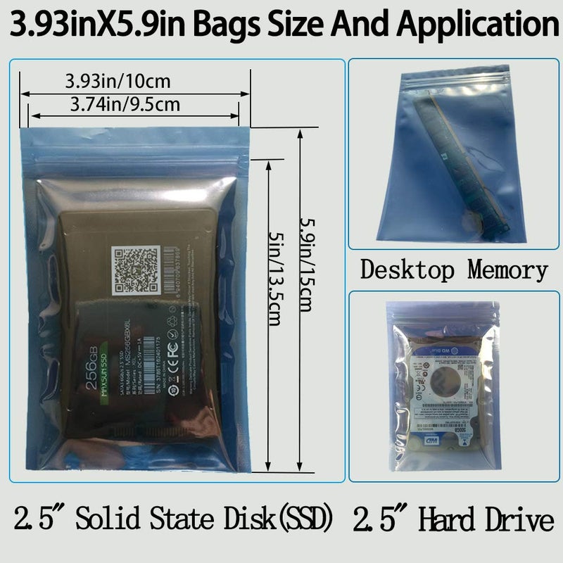 Daarcin Antistatic Bags - 40pcs Mixed Sizes ESD Shielding Bags for Hard Drive HDD & Varieties of Electronic Devices - Image 3